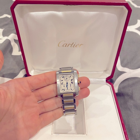 Cartier Tank Chronoflex 2303 Two Tone White Dial Watch main image 5
